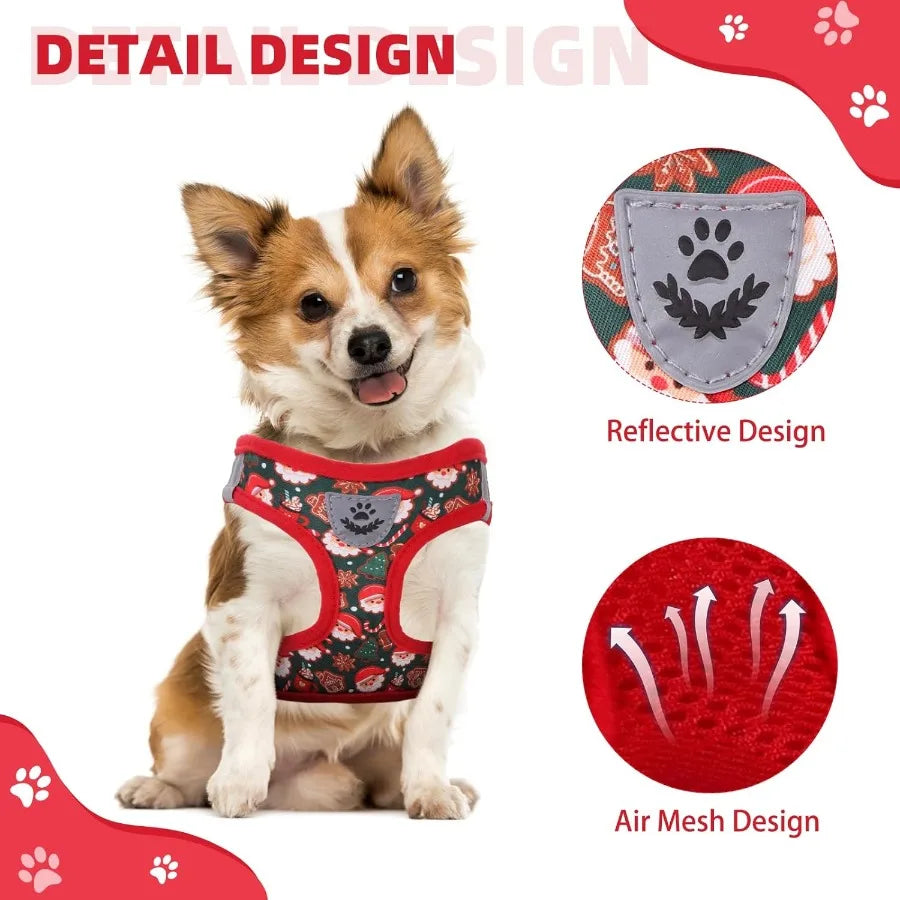 Christmas Dog Harness for Small Medium Dogs.