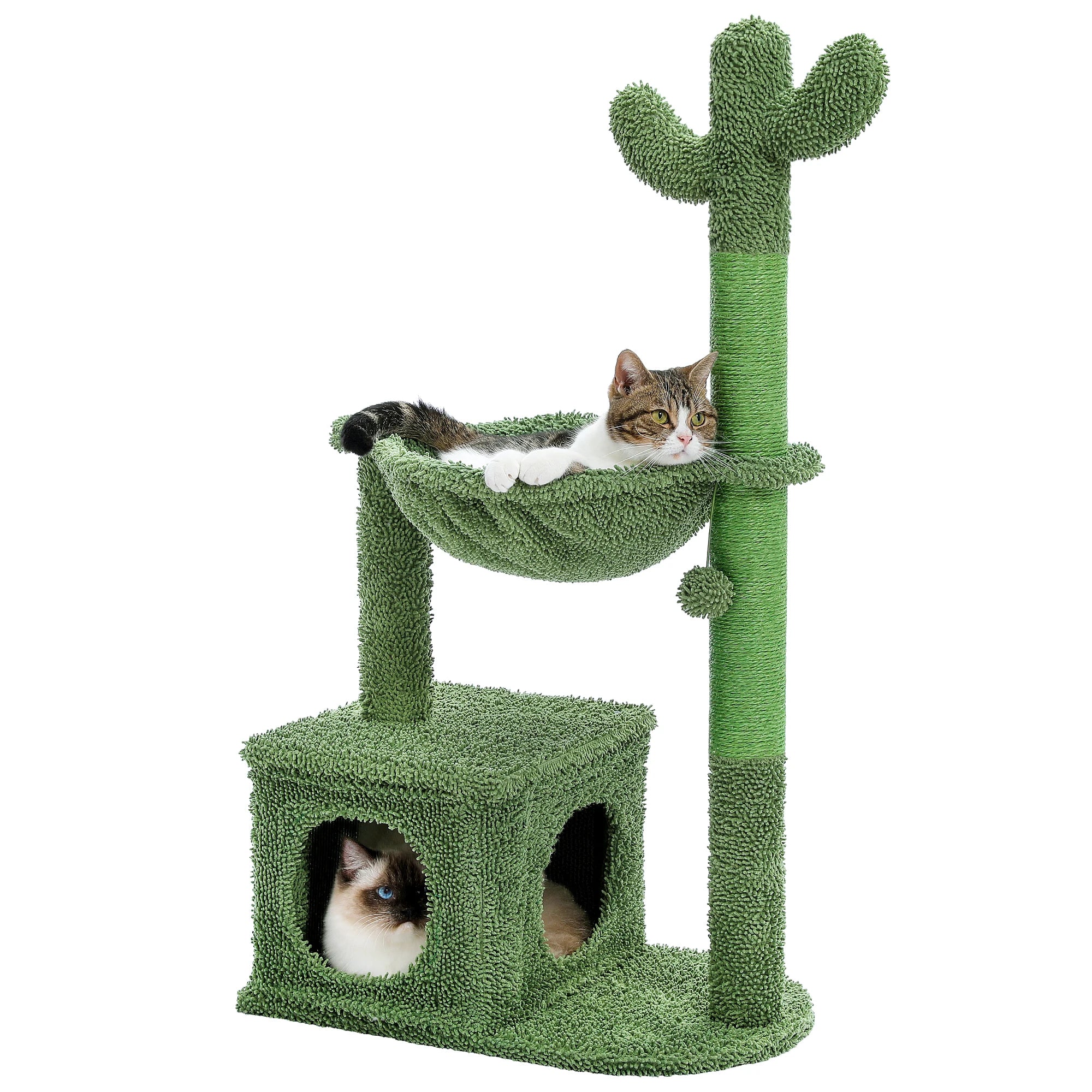 Cactus Cat Tree with Lagre Condo, Hammock, Dangling Ball.