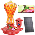Smart Glass Hummingbird Feeder with Camera Solar Powered 2K HD.
