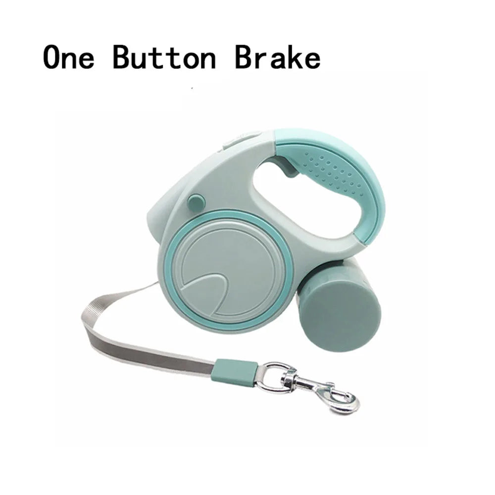 Dog Leash With Led Lights and Garbage Bag Retractable Nylon 5M Traction.