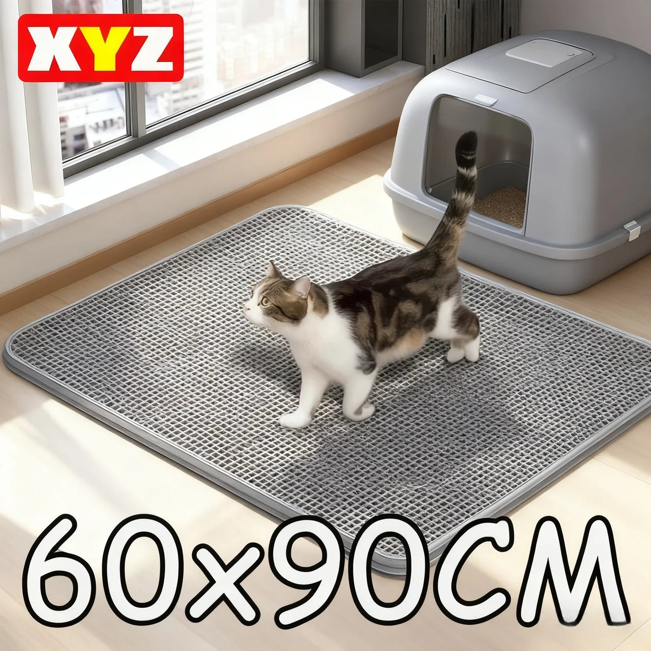 90CMX60CM Cat Litter Mat Waterproof Double Layer Pet Litter Box Mat.