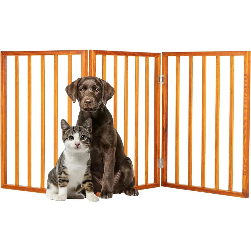 3-Panel Foldable Indoor Pet Gate for Stairs and Doorways.