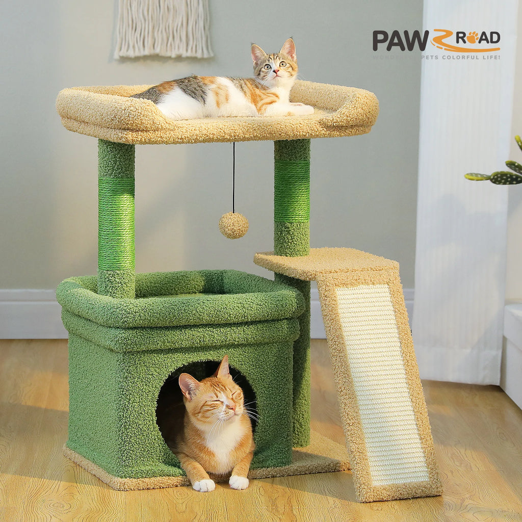 Small Cat Tree for Indoor Cat Tower with Sisal Scratching Post.