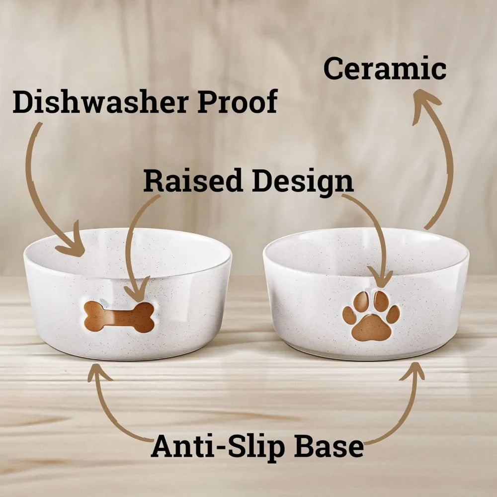 Ceramic Dog Bowl Set of 2 with Anti-Skid Base.