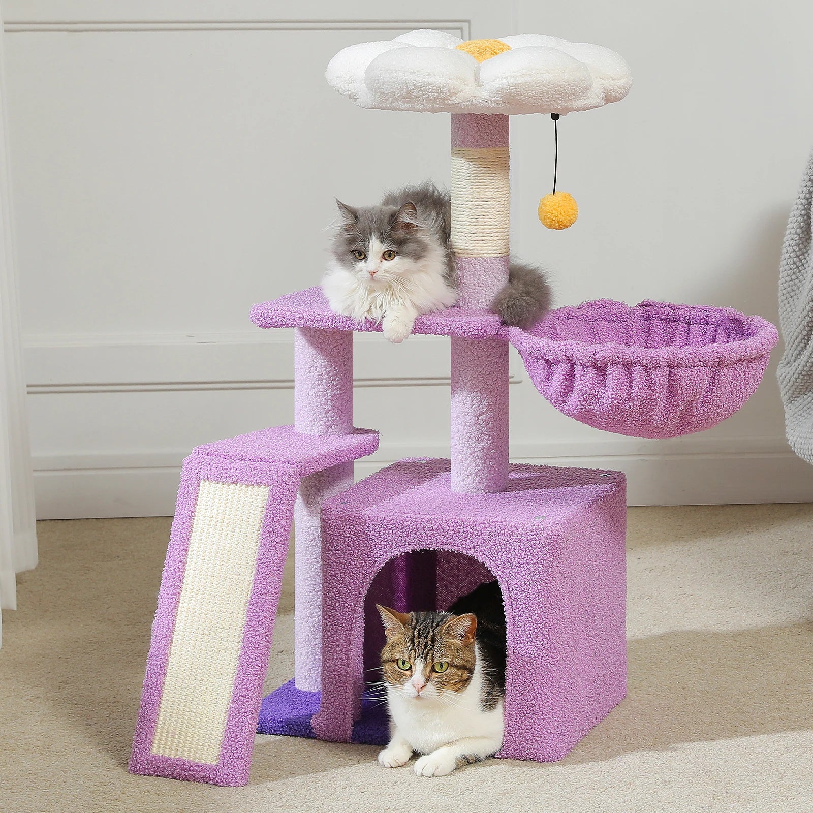 Small Cat Tree Cat Tower with Natural Sisal Scratching Post, Spacious Top Perch.