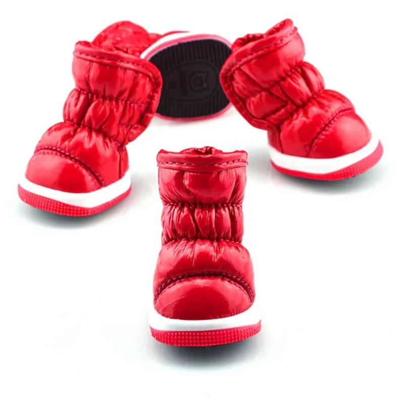 4pcs/set Pet Dog Winter Rain Shoes Waterproof Dogs Warm Snow Boots.