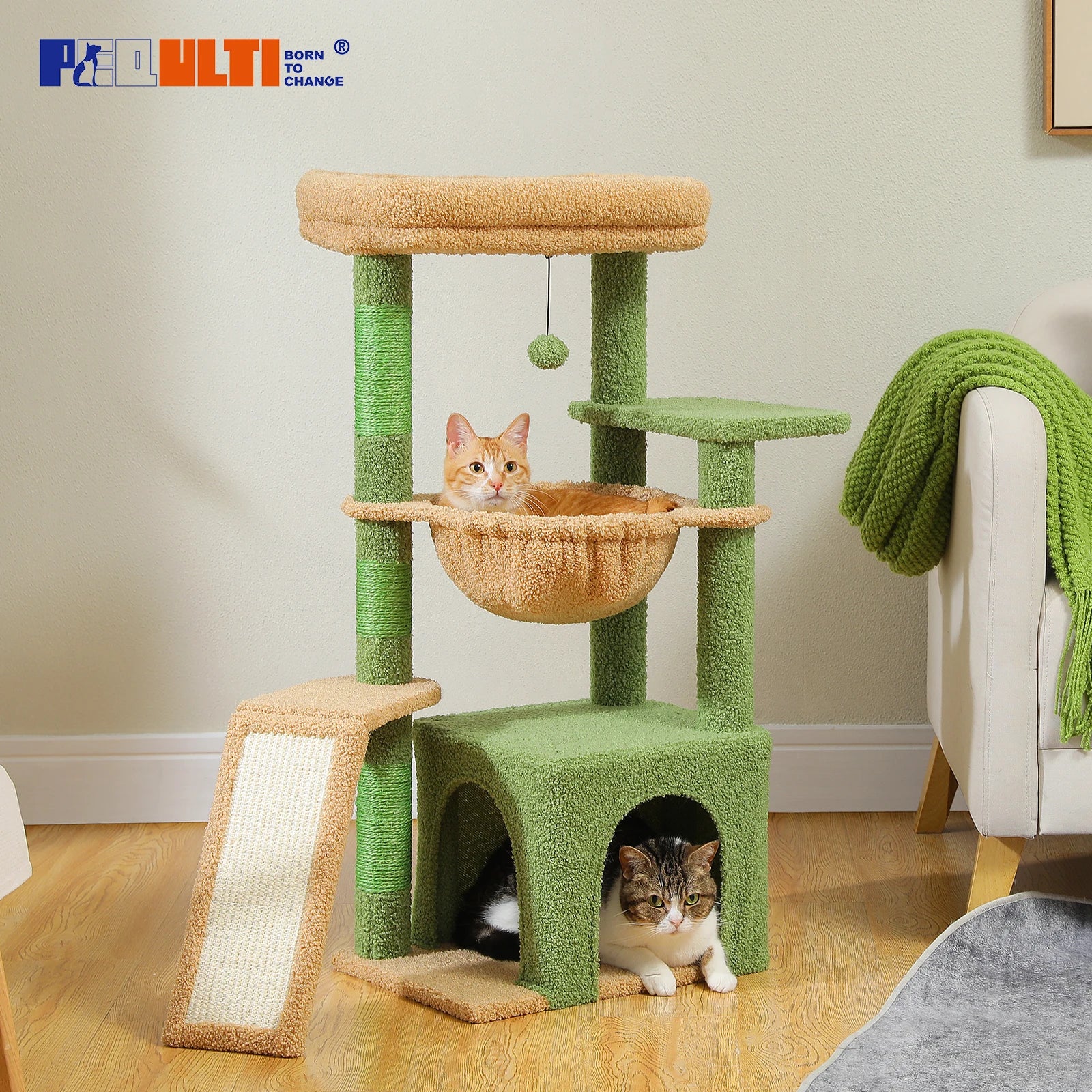 Small Cat Tree Cat Tower with Natural Sisal Scratching Post, Spacious Top Perch.