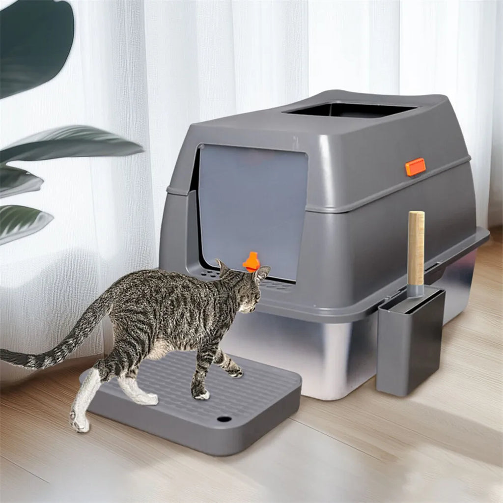 4-Style Cat Litter Box with Lid Large Kitty Litter Box.