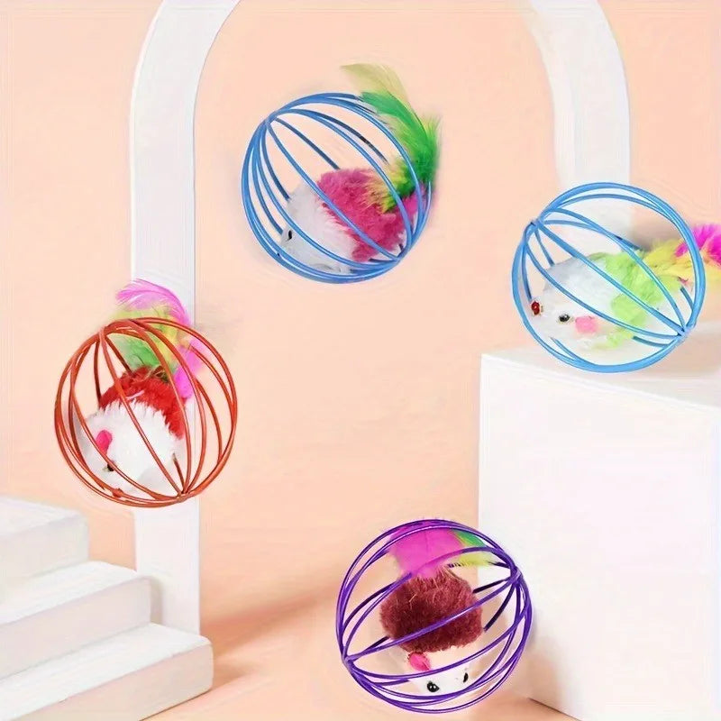 Self Amusement Cat Toys, 6x6cm Interactive Kitten Toy with Catnip for Indoor Fun, Stimulating Play