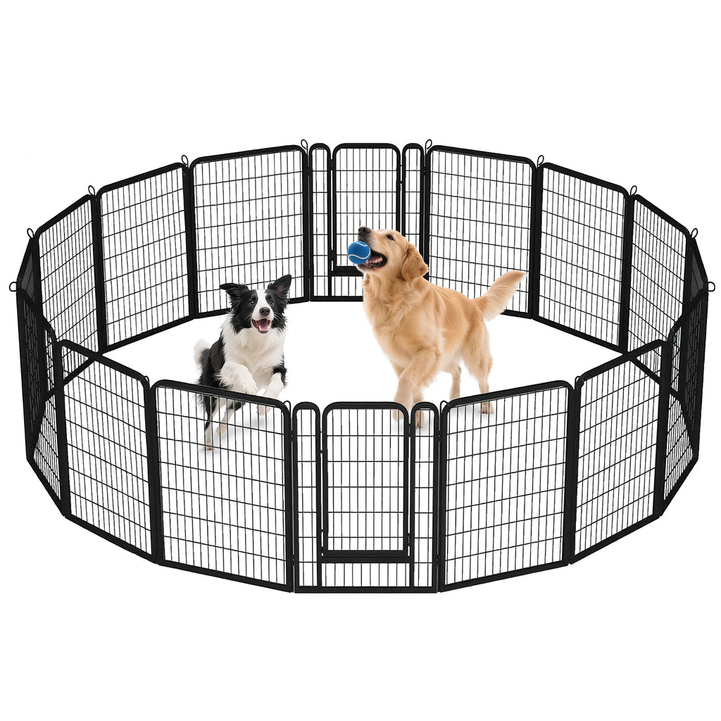 Dog Playpen with Door, Outdoor/Indoor Foldable Metal Pet Fence.