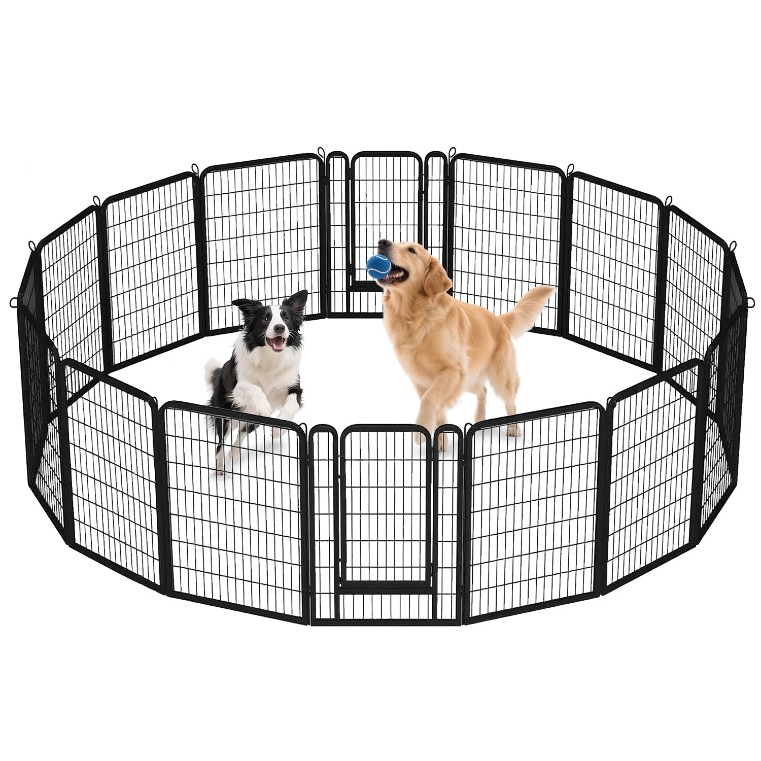 Dog Playpen with Door, Outdoor/Indoor Foldable Metal Pet Fence.