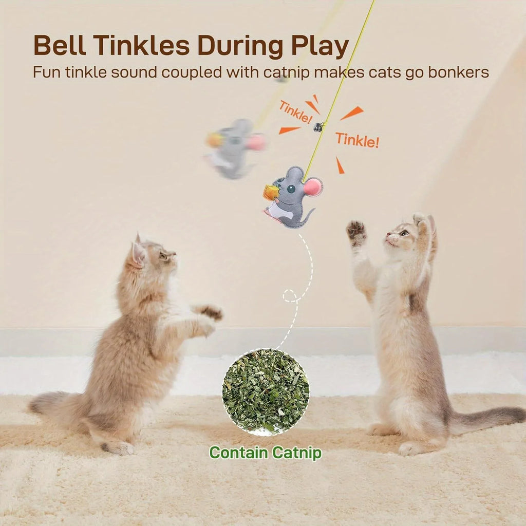 5-Pack Adjustable Hanging Cat Toys,cat Door Toy,Caterpillar & Dragonfly &Mouse Toys.