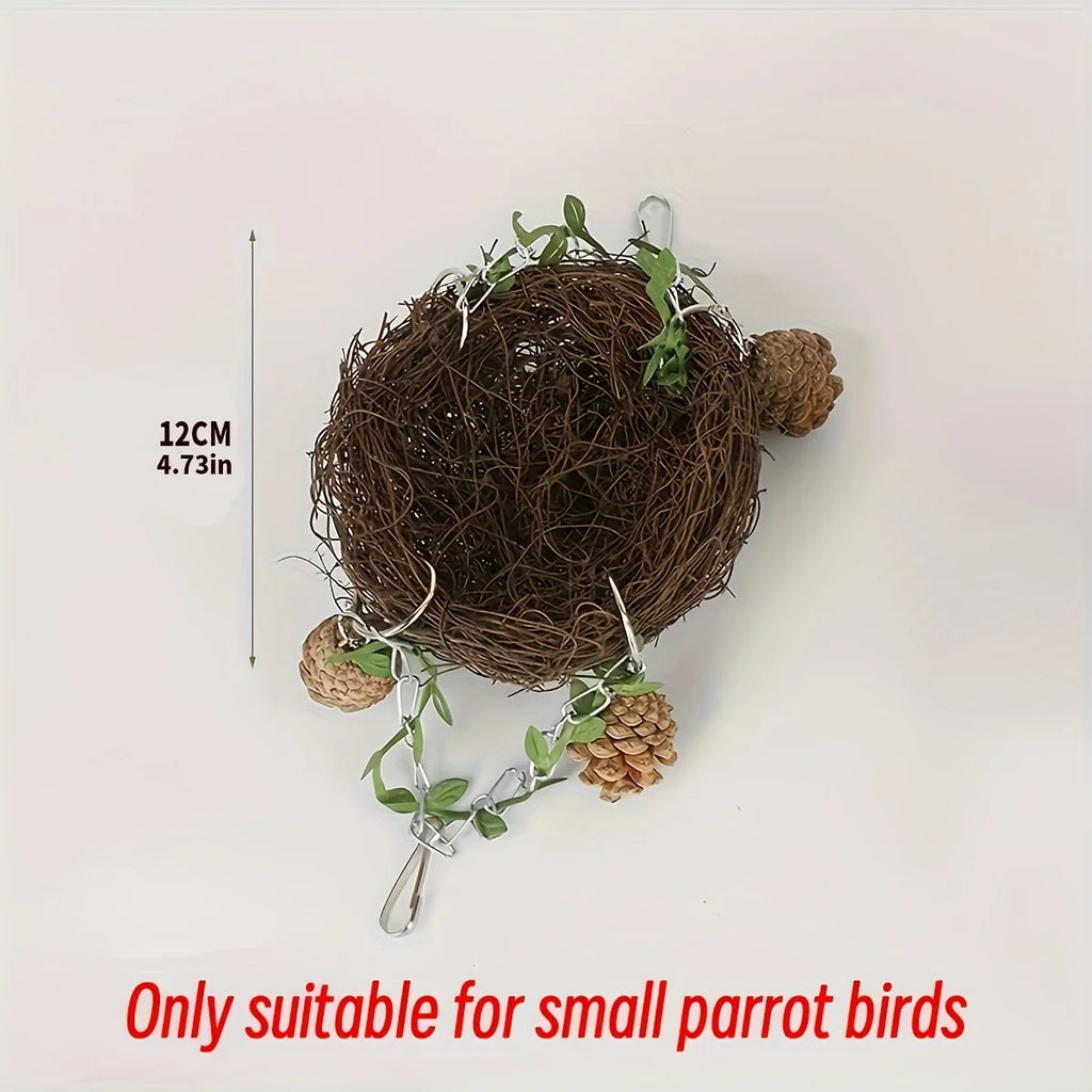 Natural rattan bird cradle - suitable for parrots, comfortable perching toys.