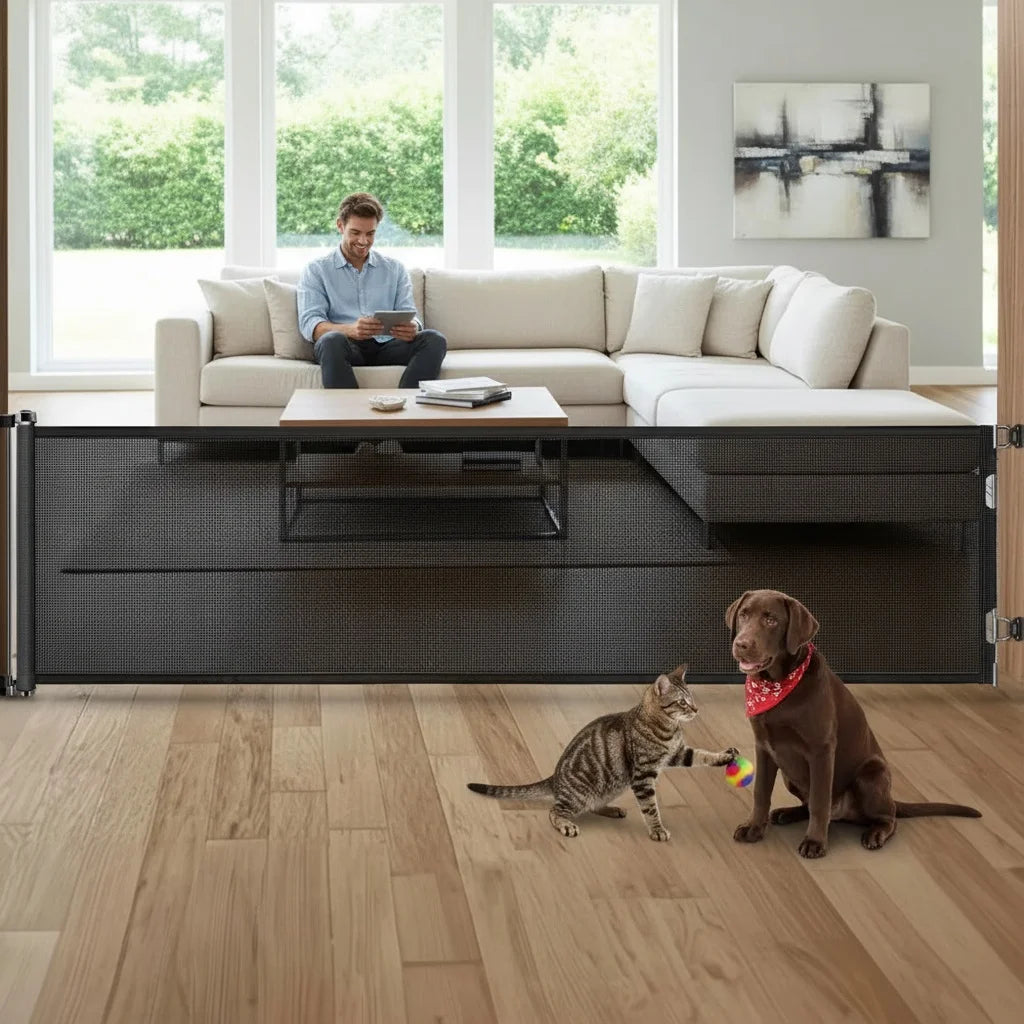 Retractable pet Doorways Safe 120inch Extra Wide.