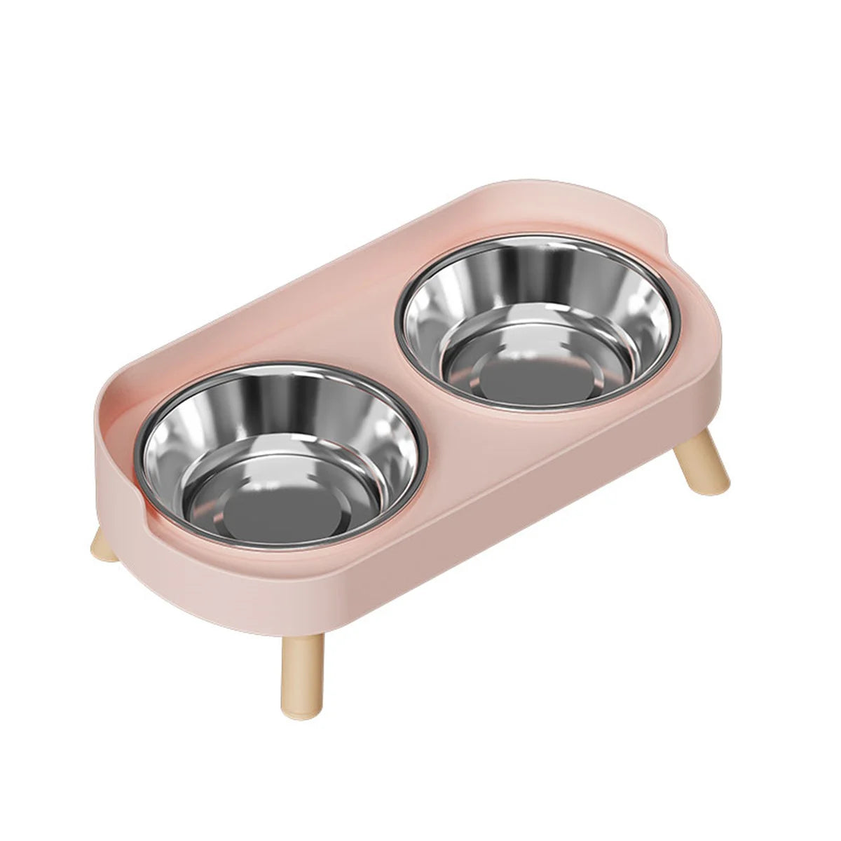 Pet cat double bowl feeder, adjustable height cat and dog water dispenser.