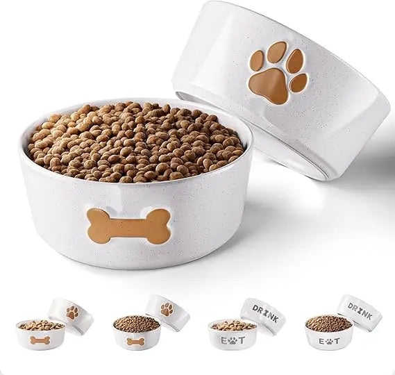 Ceramic Dog Bowl Set of 2 with Anti-Skid Base.