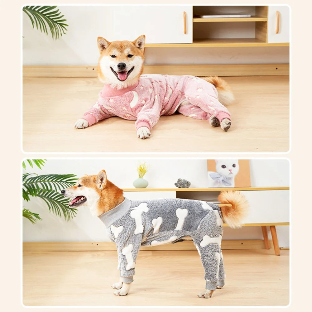Winter Pet Dog Jumpsuit Clothes Warm Fleece Puppy Dog Pajamas