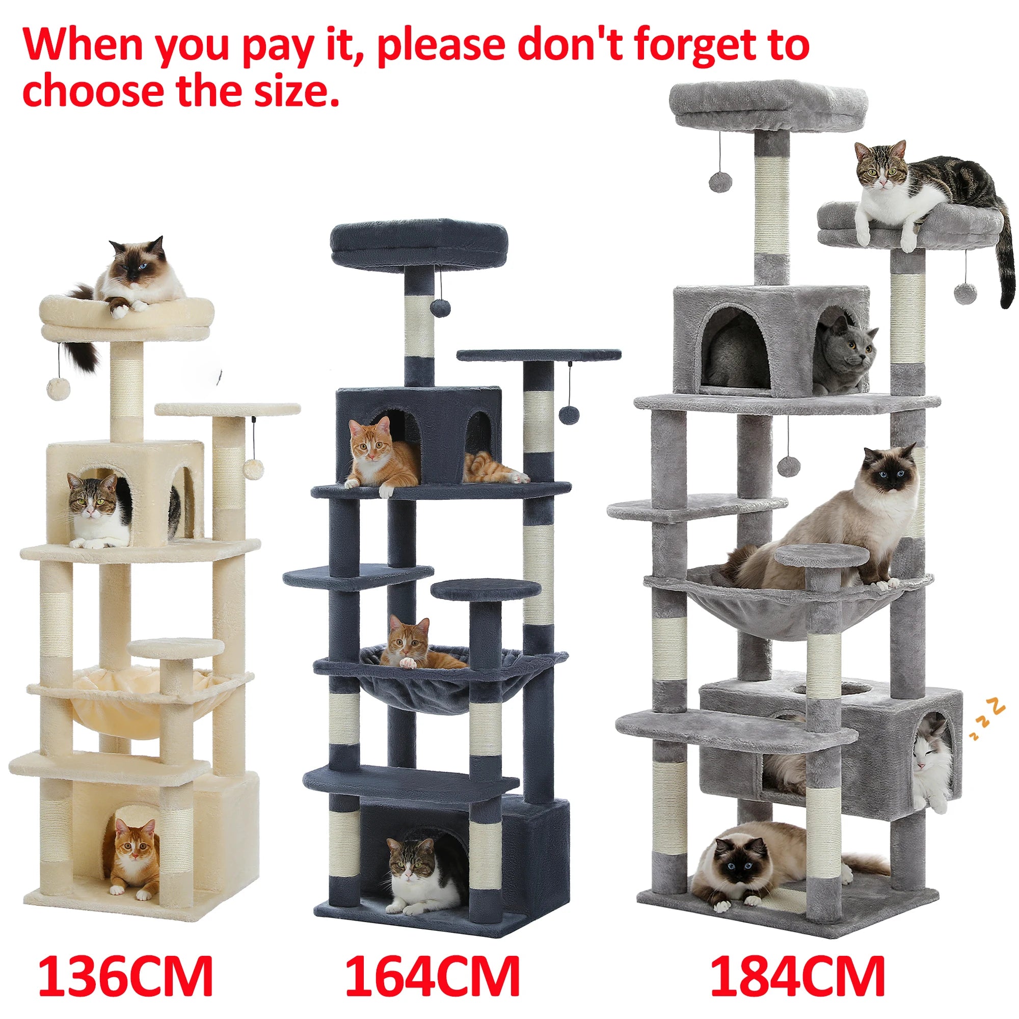 Large Cat Tree and Tower for Indoor Cats With Sisal-Covered Scratching Posts.