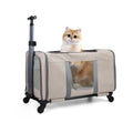 Cat trolley for 2 cats – Cat transport box large with wheels transport bag with wheels & safety belts for travel