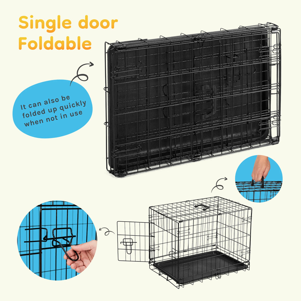 Single Door 30 Inch Folding Metal Wire Dog Cage.