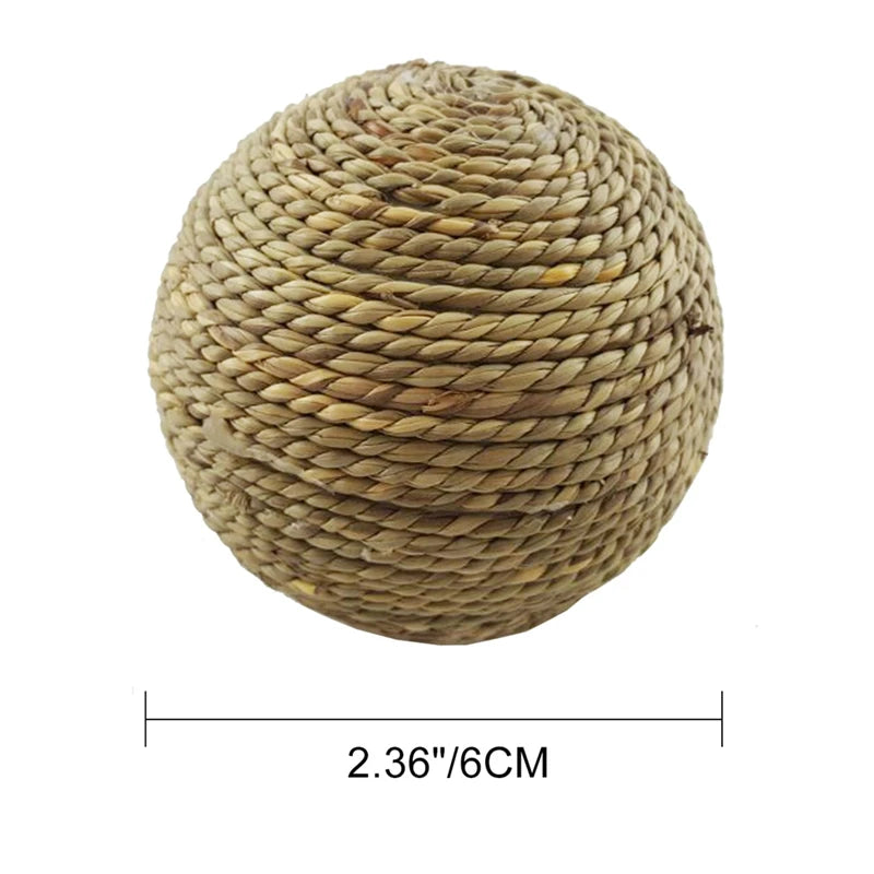 4PCS Pet Chew Toy Natural Grass Ball For Rabbit Hamster Guinea Pig.