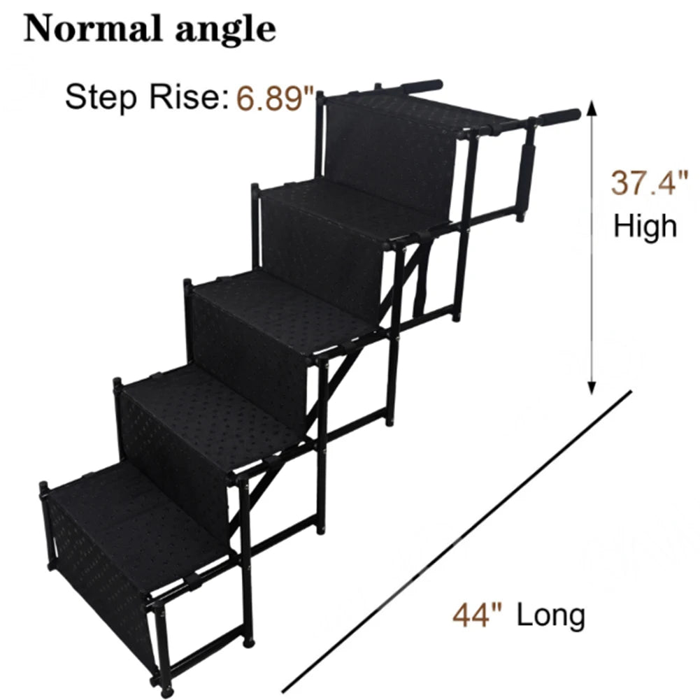 5 Steps Dog Car Ramp for Large Dog Support Up To 150 Lbs Foldable Pet Ladder.