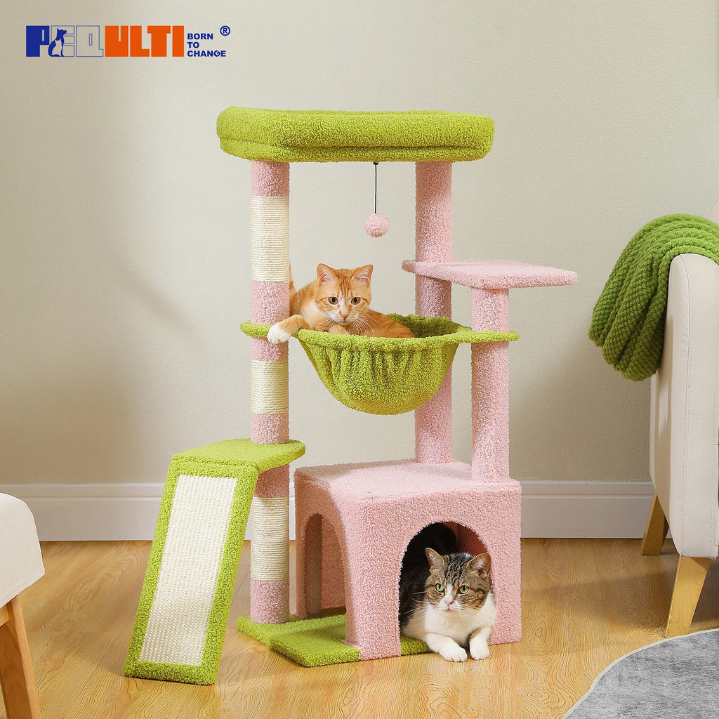 Small Cat Tree Cat Tower with Natural Sisal Scratching Post, Spacious Top Perch.