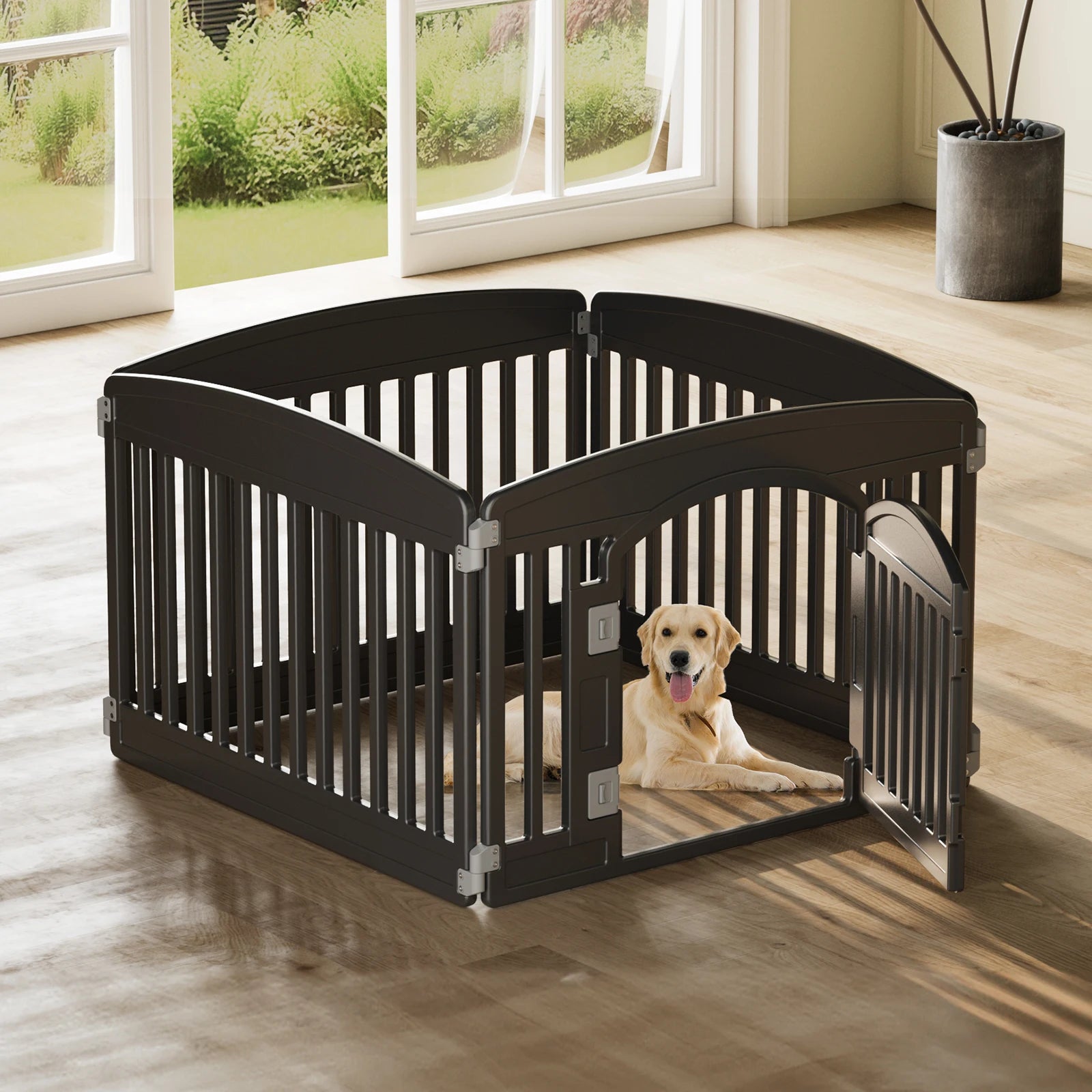 Plastic Dog Playpen 6 Panel 24IN Expandable Durable Pet Fence for Medium Dogs.