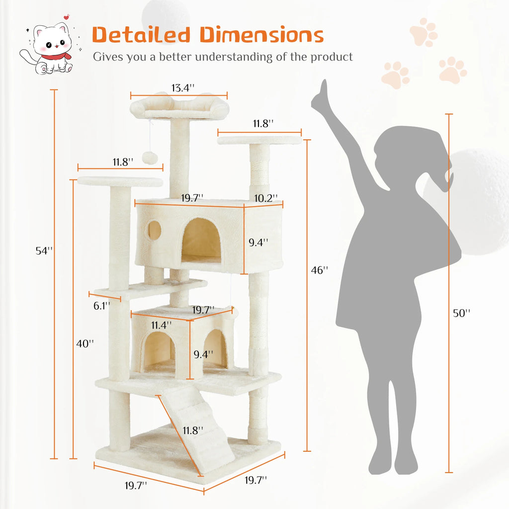 .Tall Multi-Level Cat Tree Tower for Indoor Pet Furniture Stable Kitty Play House.