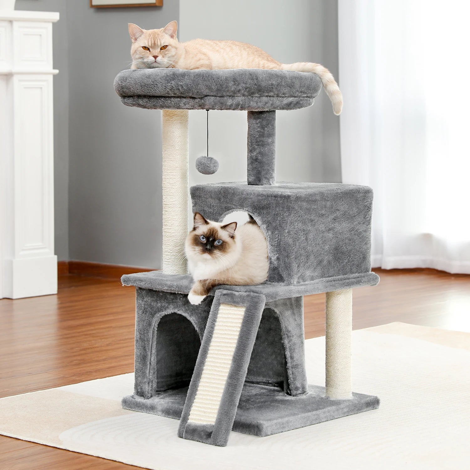 Large Cat Tree for Indoor Cats Multi-Level Cat Tower with Spacious Condos.