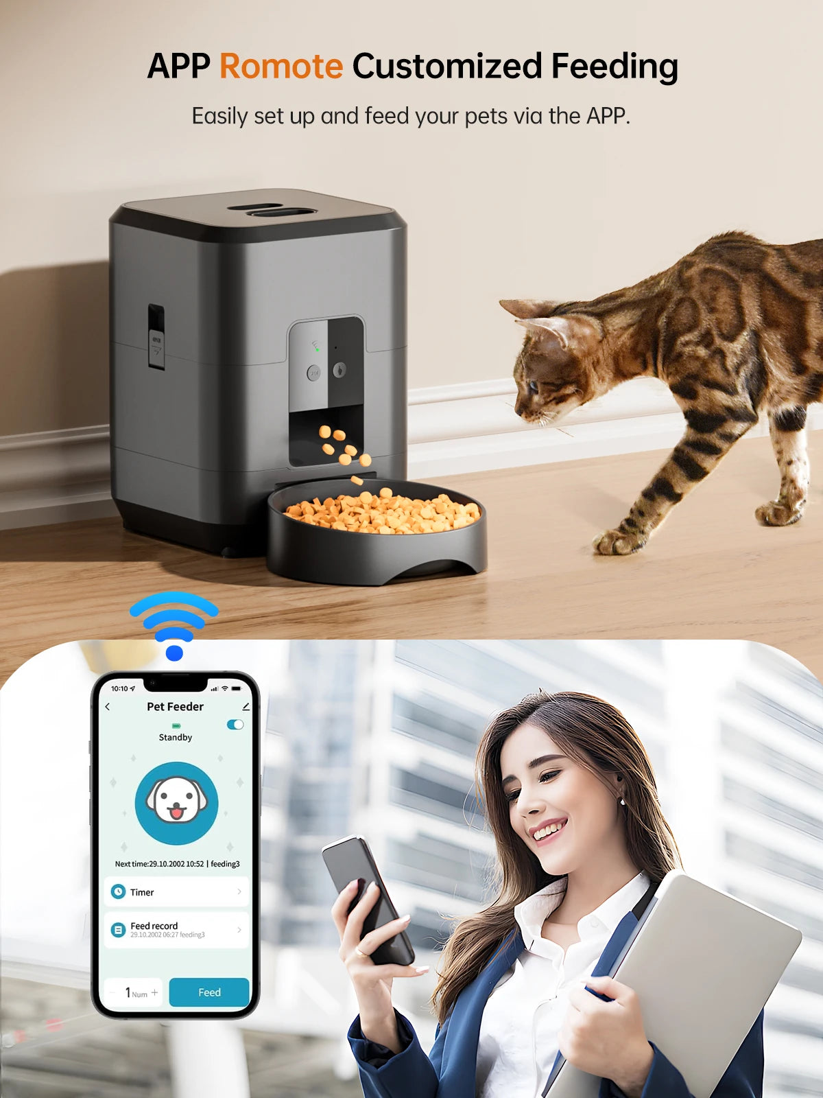 Automatic Cat Lover Gift And Cat Mom Love Feeder With App Control.