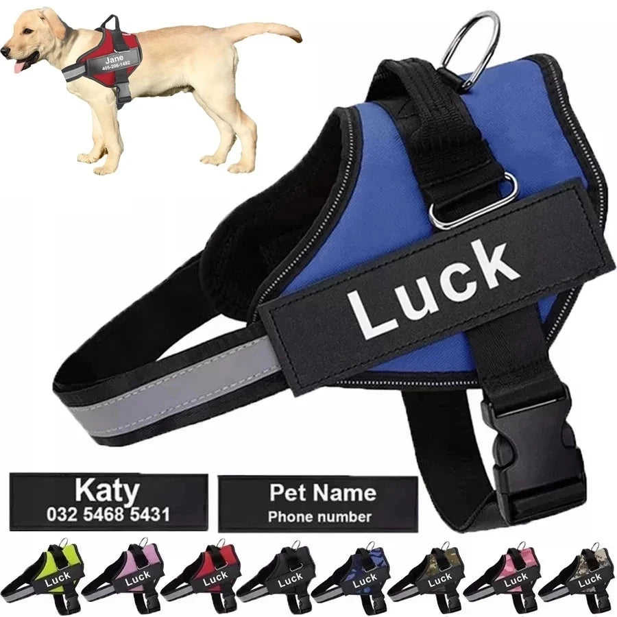 Dog Harness Vest ID Patch Customized Reflective Adjustable Pet Harness