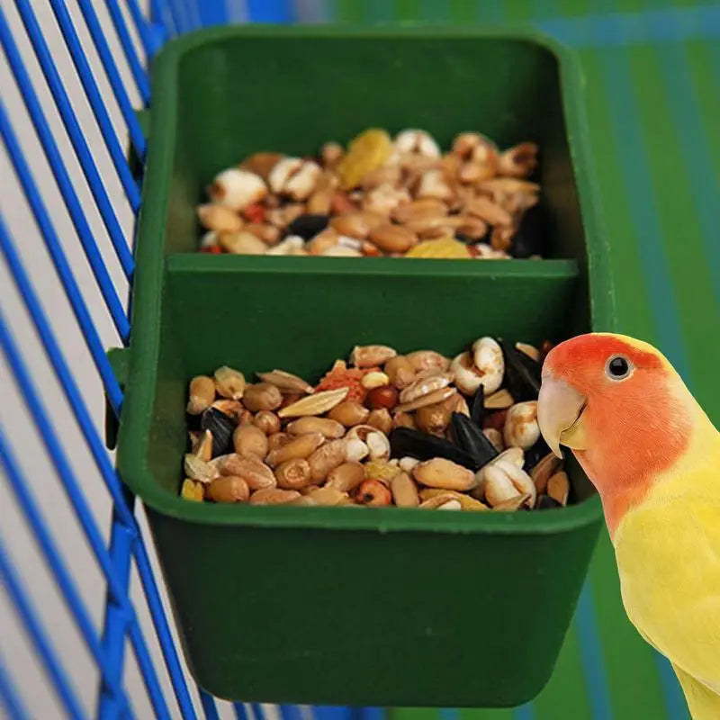 2 In1 Bird Food Water Bowl Dual Feeding Cup Plastic.