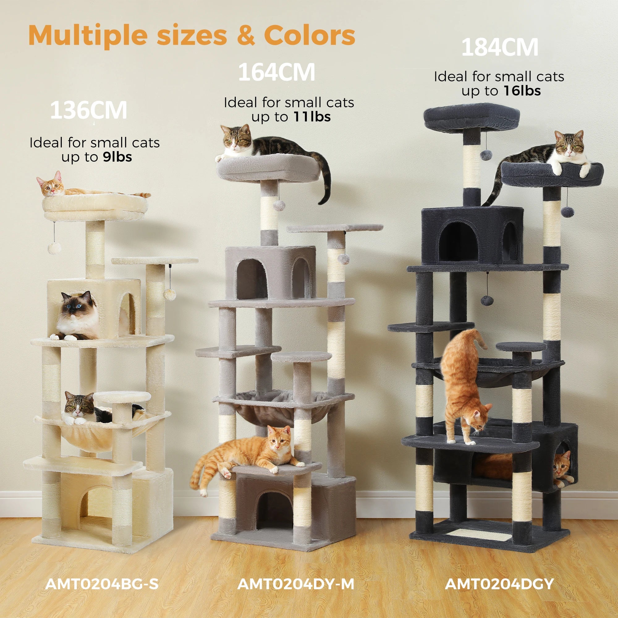 Large Cat Tree and Tower for Indoor Cats With Sisal-Covered Scratching Posts.