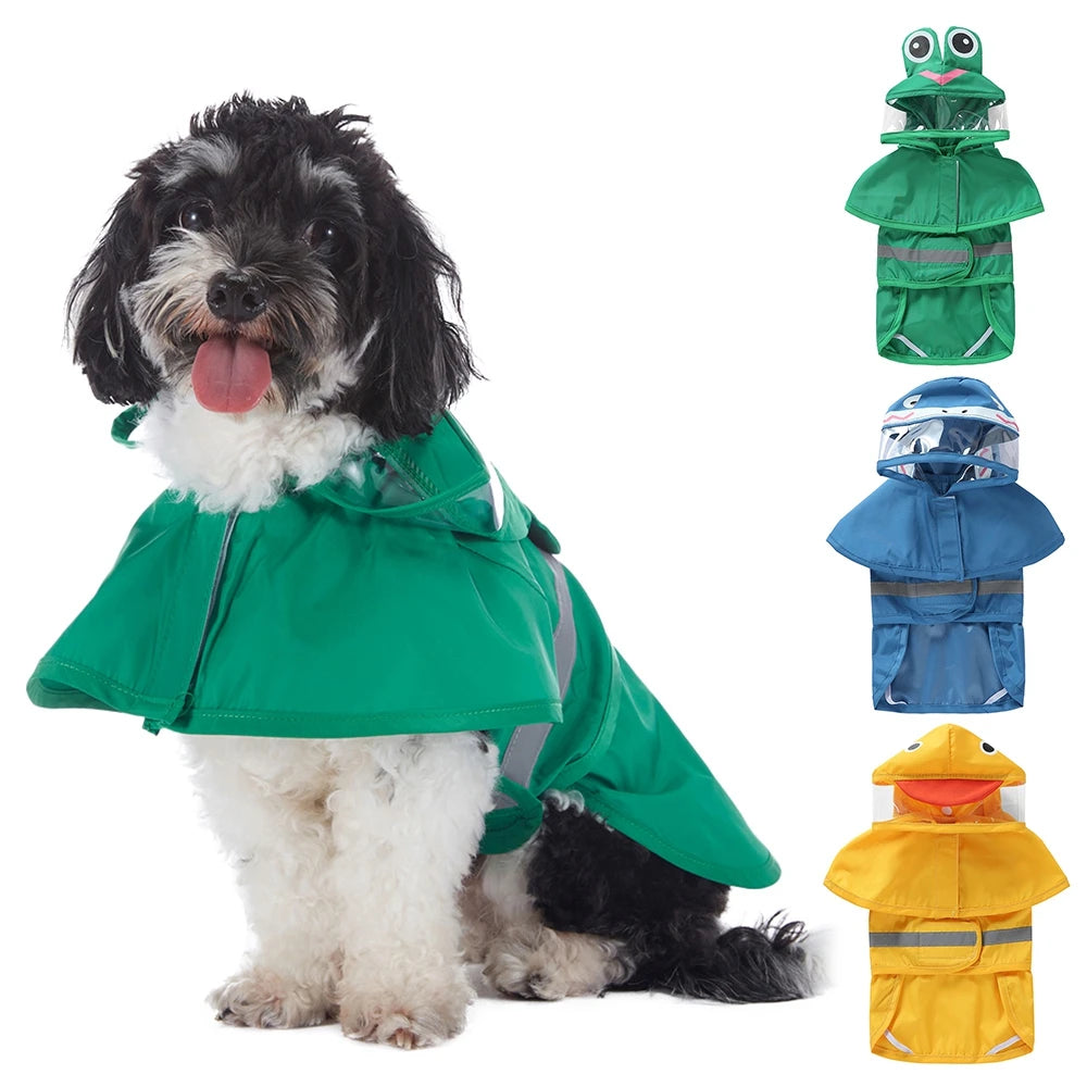Fashionable Reflective Pet Dog Raincoat Cute Animal Raincoat.