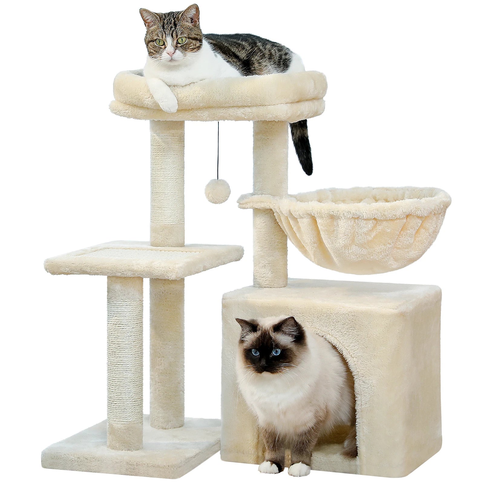 Small Cat Tree Cat Tower with Natural Sisal Scratching Post, Spacious Top Perch.