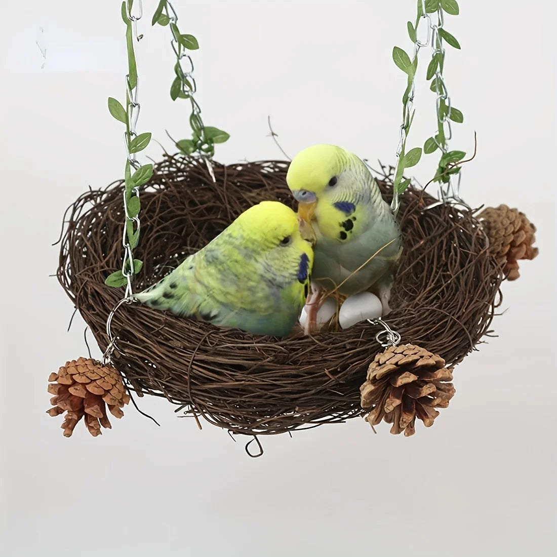 Natural rattan bird cradle - suitable for parrots, comfortable perching toys.