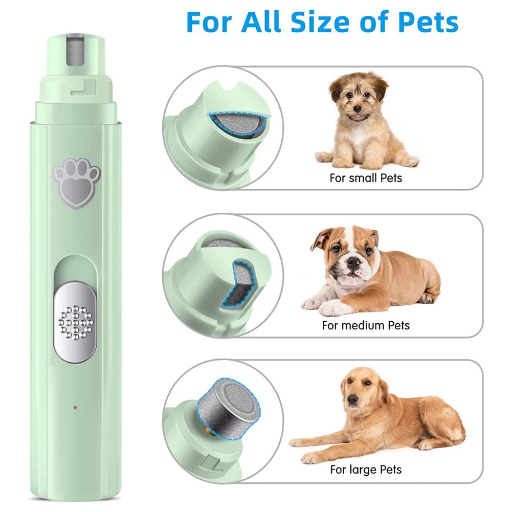 Electric Dog Nail Grinder USB Rechargeable LED Light Pet Nail Trimmer.