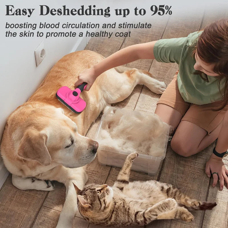Self Cleaning Slicker Brush for Dogs & Cats Skin Friendly Grooming Deshedding.