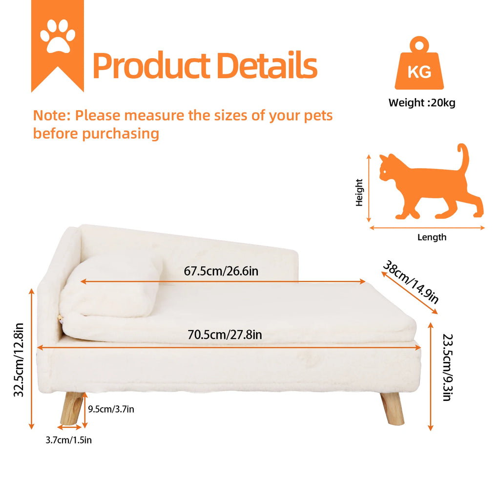 Elevated Pet Bed, Nordic Pet Stool Bed with Cozy Pad Waterproof.