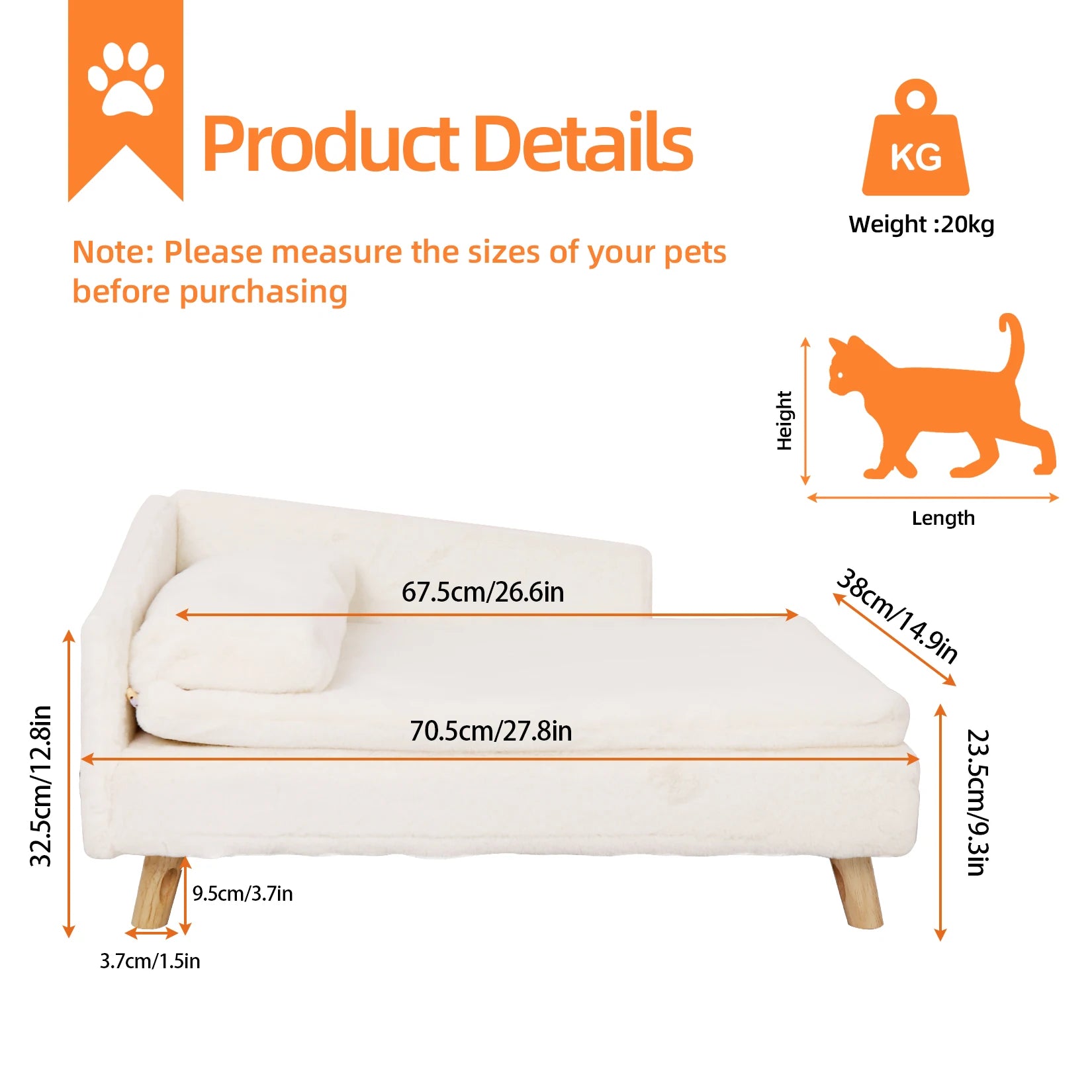 Elevated Pet Bed, Nordic Pet Stool Bed with Cozy Pad Waterproof.