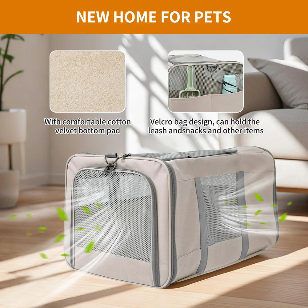 Cat trolley for 2 cats – Cat transport box large with wheels transport bag with wheels & safety belts for travel