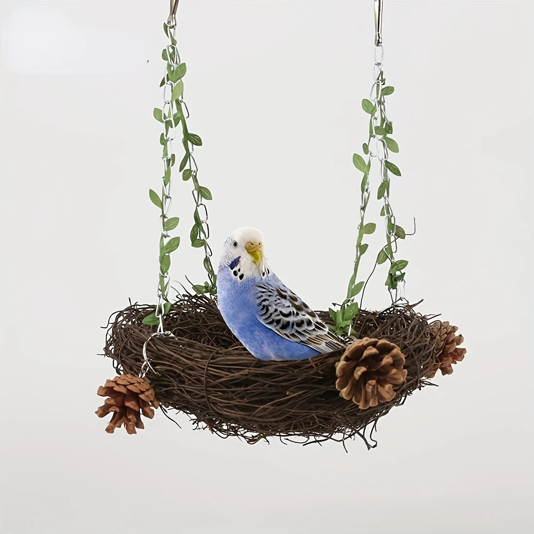 Natural rattan bird cradle - suitable for parrots, comfortable perching toys.