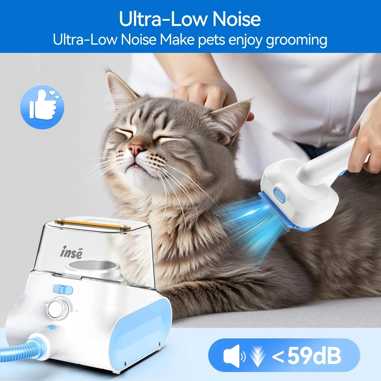 Dog Grooming Vacuum Ultra-Low Noise Pet Grooming Kit.