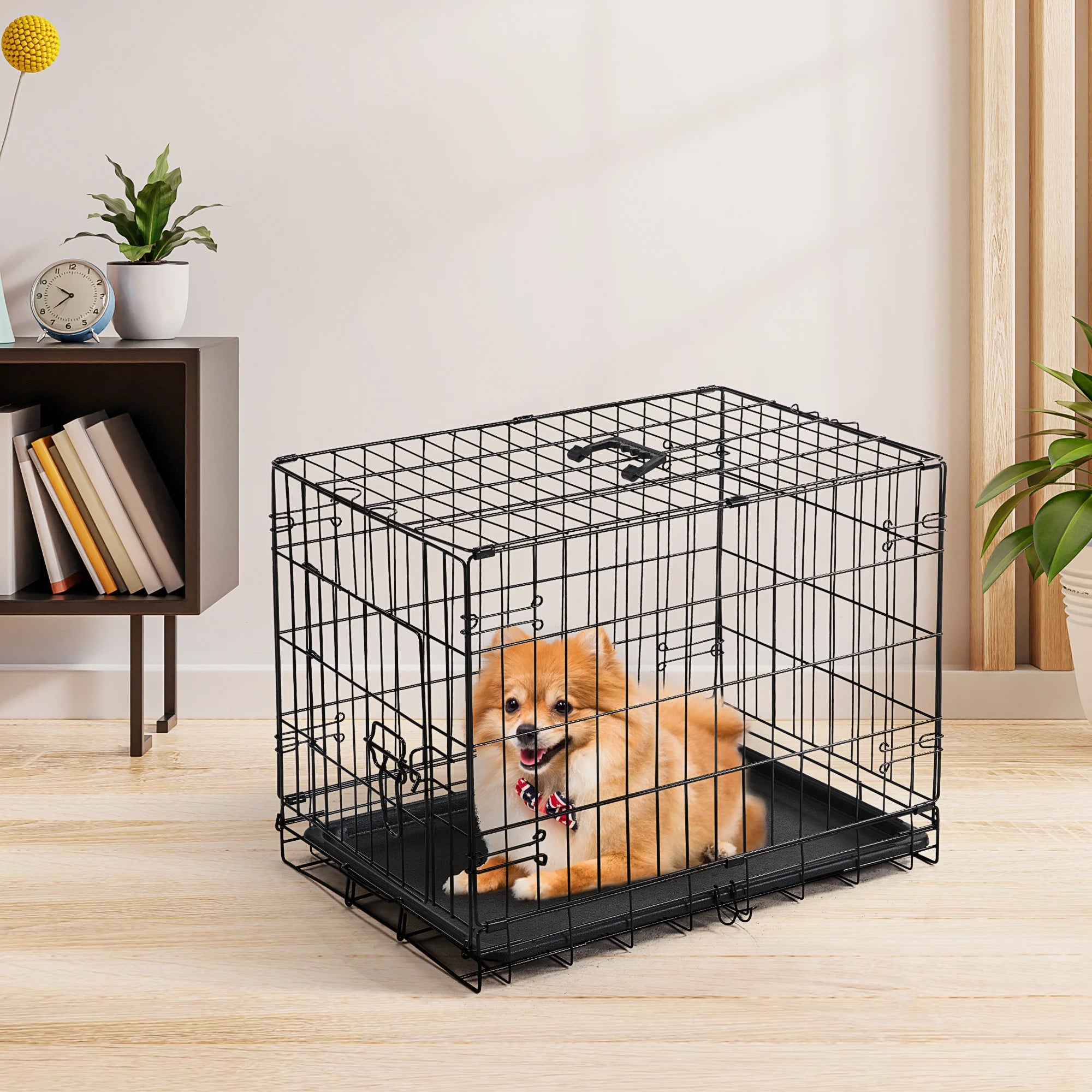 Single Door 30 Inch Folding Metal Wire Dog Cage.